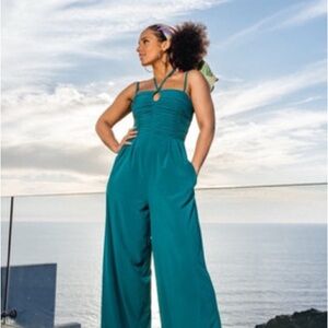 NWT Teal Green Athleta x Alicia Keys Enlighten Up Jumpsuit sz 10